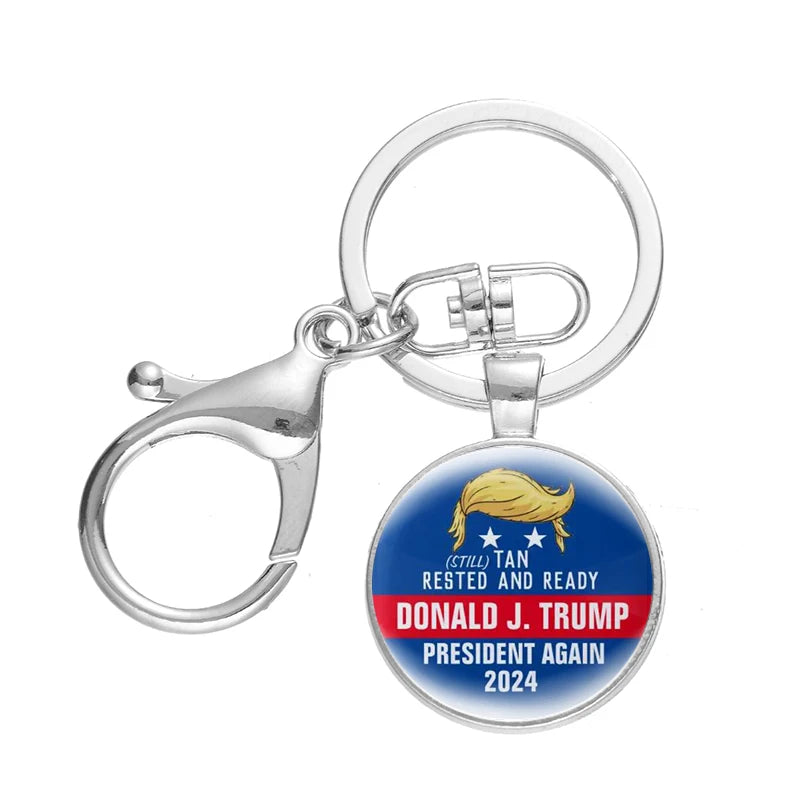 Trump "Still Tan, Rested, and Ready" Keychain Pendant